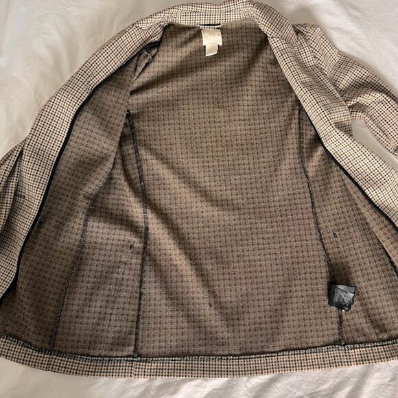 H&M Women’s Brown Plaid Blazer Button Pockets, Size 2, - Picture 4 of 13